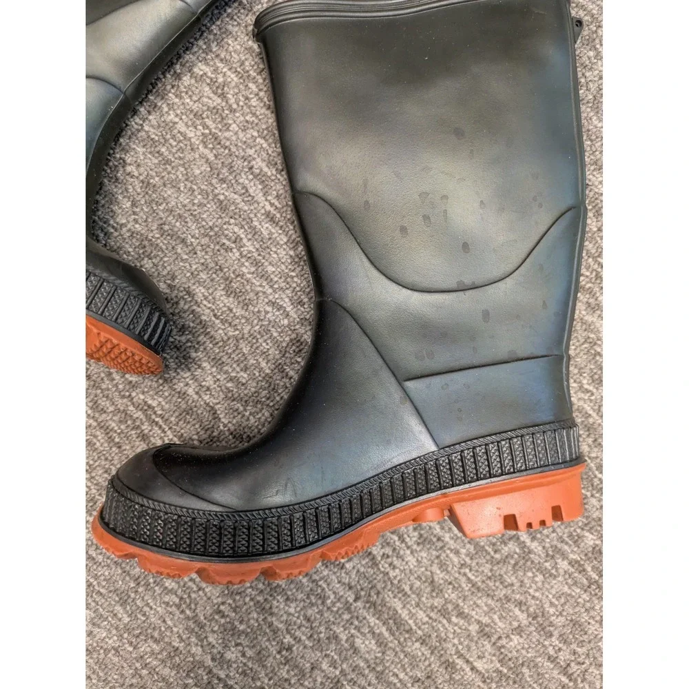 Black Rubber‎ Rain Boots Orange Lug Sole Made in Canada Mens 12 Waterproof Work